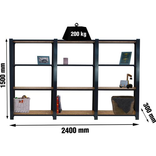 Simonrack Schwerlastregal OFFICLICK 4 8425437127793 anthrazit, braun 240,0 x 30,0 x 150,0 cm