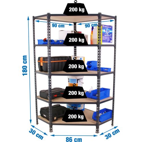 Simonrack Schwerlastregal MADERCLICK 8425437135194 anthrazit 90,0 x 30,0 x 180,0 cm