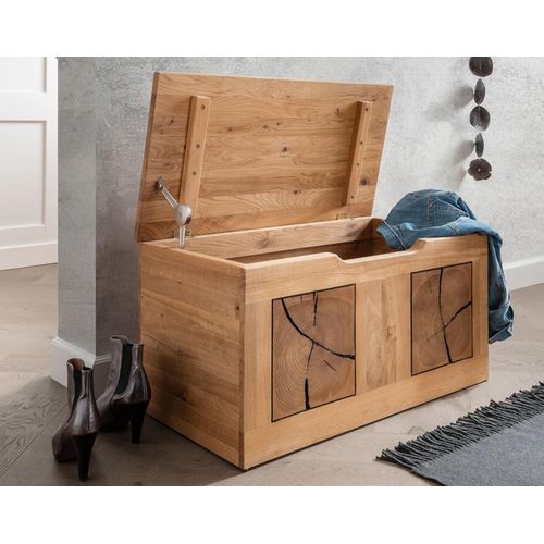 Truhe Wildeiche mit Hirnholz Massiv Geölt 80x40x40