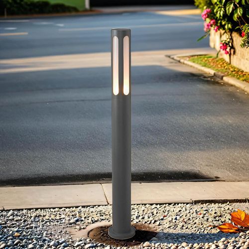 Pollerleuchte Glas Aluminium E27 IP42 100 cm Schwarz rund Modern Außenlampe