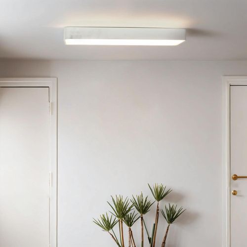 Deckenleuchte Aluminium Weiß 2-flammig länglich 3000 K warmweißes Licht 1700 lm Modern Deckenlampe