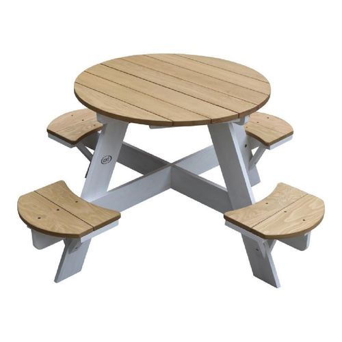 Axi Picknick Tisch UFO 120 x 120 x 56 cm Holz Natur Weiß
