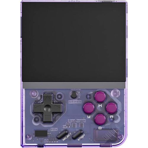 Miyoo Spielekonsole, Handheld-Spielekonsole, 3,5-Zoll-IPS-Bildschirm, ARM Cortex-A7, 640 x 480 Auflösung, 3000 mAh, 128MB + 128 GB, Lila