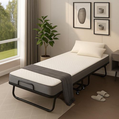 GUNUSS Klappbett Erwachsene Gästebett Klappbar mit13 cm Dicke Matratze 200x90x46cm Reisebett Metallbett einer Tragfähigkeit von 250 kg