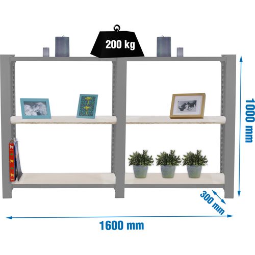 OFFICLICK 3/300 MADEIRA 1600 CINZA/OSB Metallregal