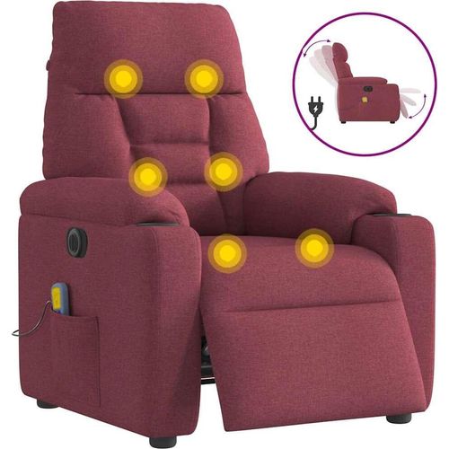 Massagesessel Elektrisch Weinrot Stoff