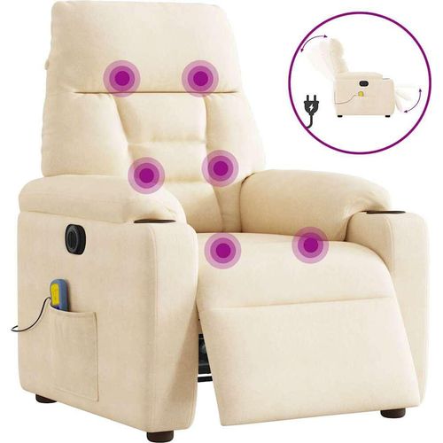 Massagesessel Elektrisch Beige Mikrofasergewebe