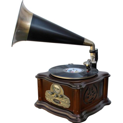 Soundmaster NR917 Retro-Grammophon mit Plattenspieler, CD, Kassette & Bluetooth, Encoding
