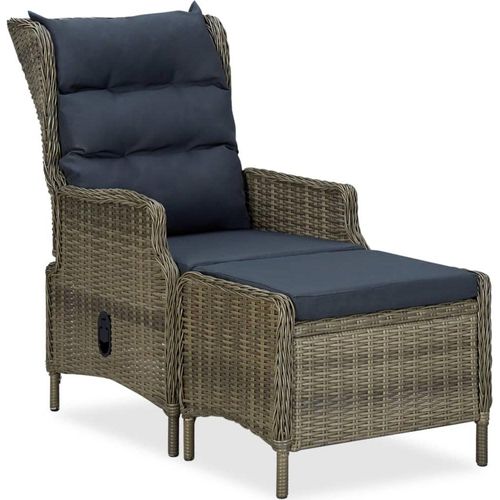 Verstellbarer Gartensessel mit Fußhocker Poly Rattan Braun