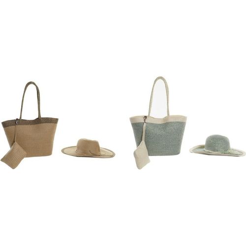 Strandtasche DKD Home Decor Braun grün Beige Minze Faser 43 x 10 x 28 cm (2 Stück)