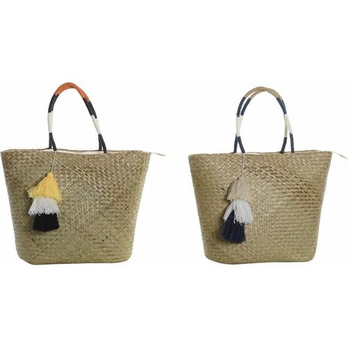 Strandtasche DKD Home Decor Orange natürlich Marineblau Faser 49 x 18 x 37 cm (2 Stück)