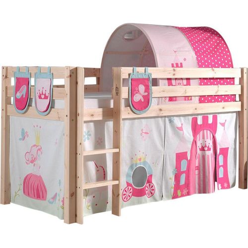 Kinderbett Karolina 210x114x106 Massivholz Natur Textilset Princess 4