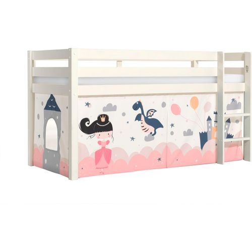 Kinderbett Karolina 210x114x106 Massivholz Weiß Textilset Sophie
