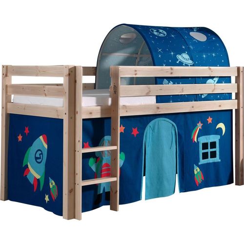 Kinderbett Karolina 210x114x106 Massivholz Natur Textilset Astro 2