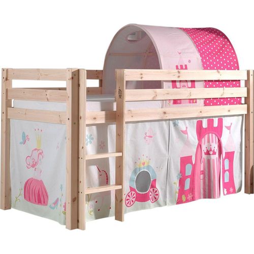 Kinderbett Karolina 210x114x106 Massivholz Natur Textilset Princess 2