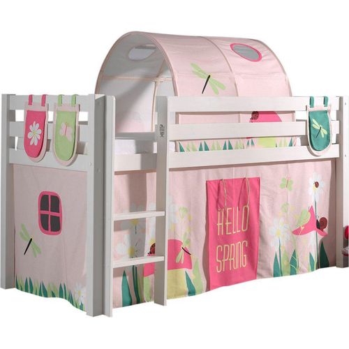 Kinderbett Karolina 210x114x106 Massivholz Weiß Textilset Spring 4