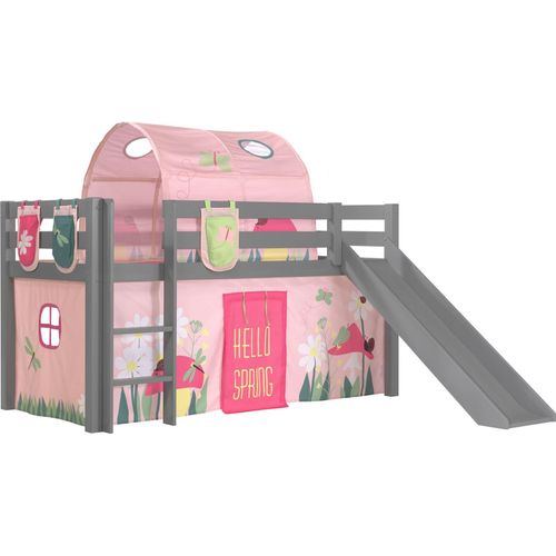 Kinderbett mit Rutsche Karolina Massivholz Grau Textilset Spring 4