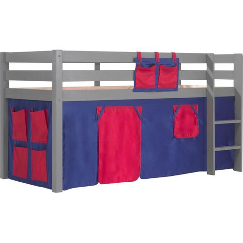 Kinderbett Karolina 210x114x106 Massivholz Grau Textilset Domino