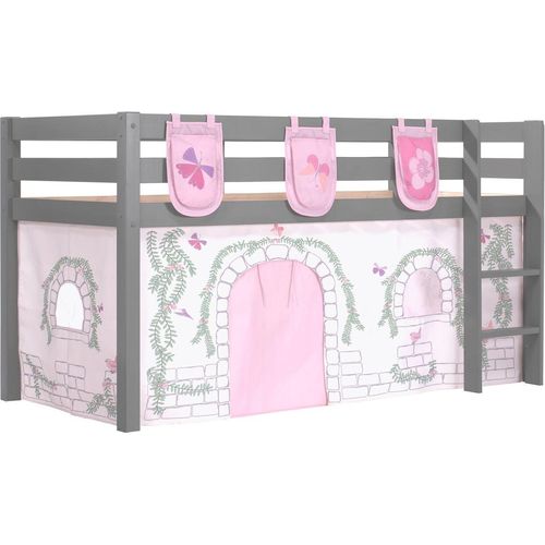 Kinderbett Karolina 210x114x106 Massivholz Grau Textilset Burg 3