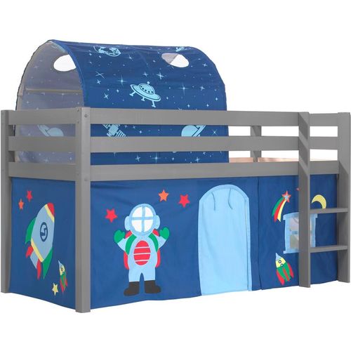 Kinderbett Karolina 210x114x106 Massivholz Grau Textilset Astro 2