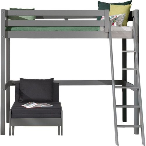 Hochbett Karolina 209x165x190 Kinderbett Massivholz grau