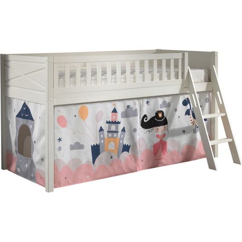 Kinderbett Karyl 208x114x135 Massivholz Weiß Textilset Princess Sophie