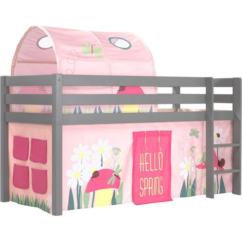 Kinderbett Karolina 210x114x106 Massivholz Grau Textilset Spring 2
