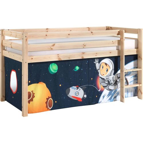 Kinderbett Karolina 210x114x106 Massivholz Natur Textilset Spaceman