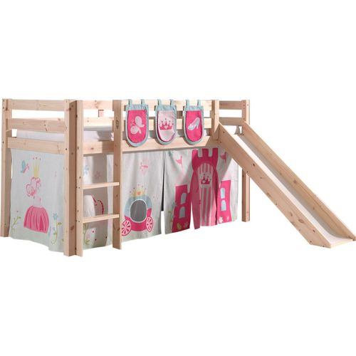 Kinderbett mit Rutsche Karolina Massivholz Natur Textilset Princess 3