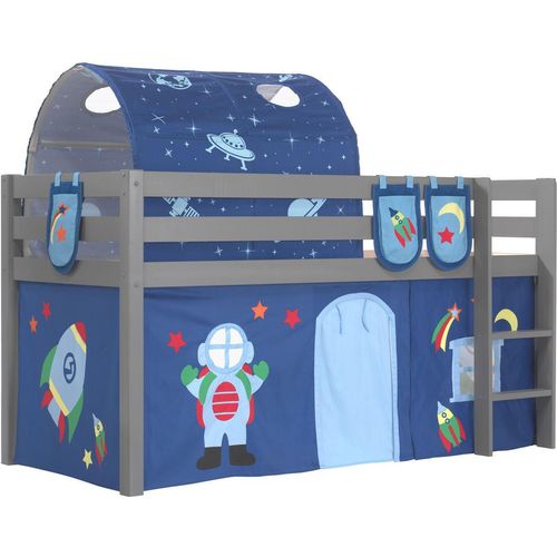 Kinderbett Karolina 210x114x106 Massivholz Grau Textilset Astro 4