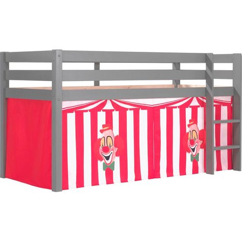 Kinderbett Karolina 210x114x106 Massivholz Grau Textilset Zirkus