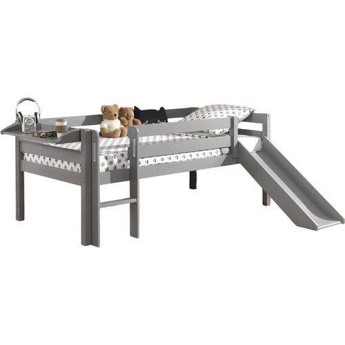 Kojenbett mit Rutsche Karolina 208x175x83 Massivholz Grau