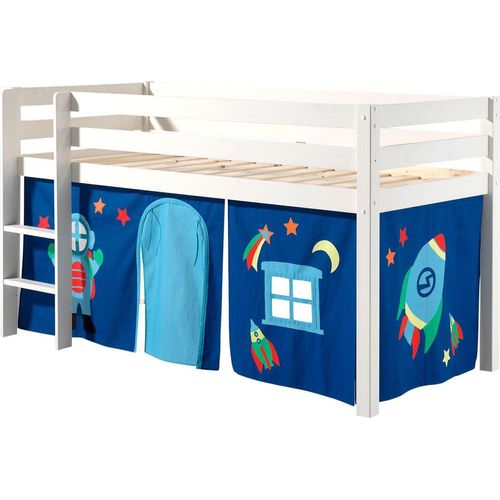 Kinderbett Karolina 210x114x106 Massivholz Weiß Textilset Astro 1