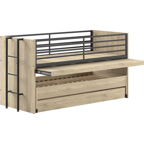 Hochbett Kary 219x98x117 Kinderbett Holzwerkstoff Eiche