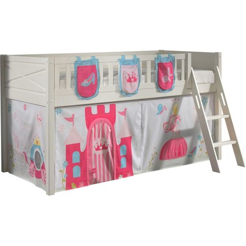 Kinderbett Karyl 208x114x135 Massivholz Weiß Textilset Princess 3