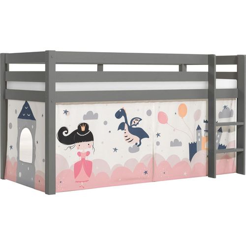 Kinderbett Karolina 210x114x106 Massivholz Grau Textilset Sophie