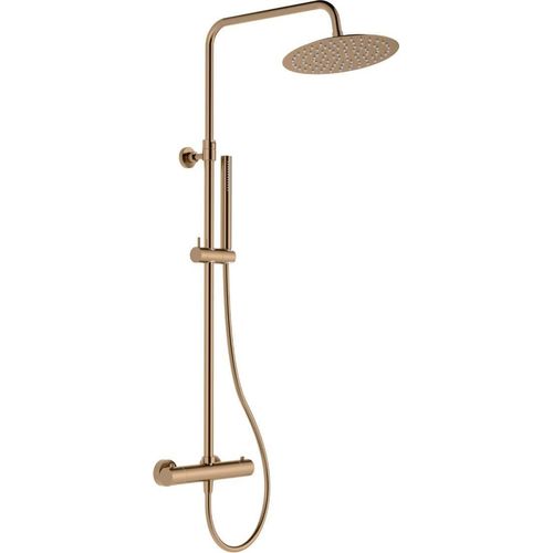 SAT Duschsystem Aurum mit Thermostatbatterie Kopfbrause 25 cm, rosegold gebürstet