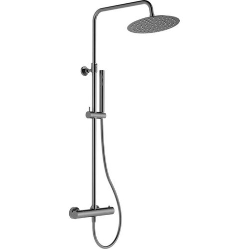 SAT Duschsystem Aurum mit Thermostatbatterie Kopfbrause ø 25 cm, schwarz metallisch