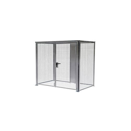 Lagerbox LBM 1500, abschließbar, Doppelflügeltor, B 2160 x H 1985 mm, zur Bodenbefestigung, Baukastensystem, B 2450 x T 1595 x H 2100, feuerverzinkt