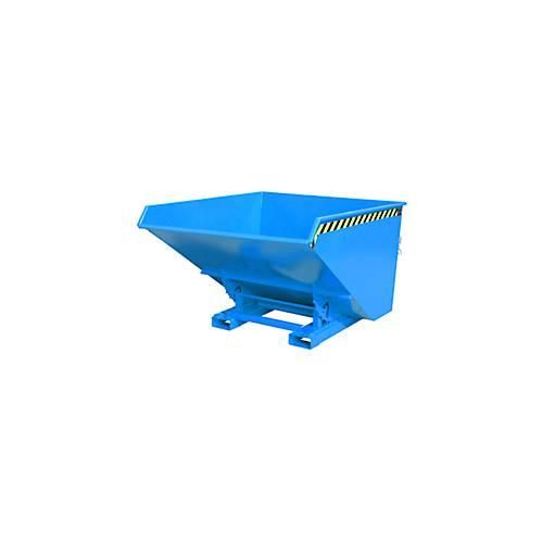Bauer Kippbehälter EXPO-E 1700, mit Rollen, Deichsel & Ablasshahn, öl-/wasserdicht, abrollend, B 1570 x T 1720 x H 1095 mm, lichtblau RAL 5012