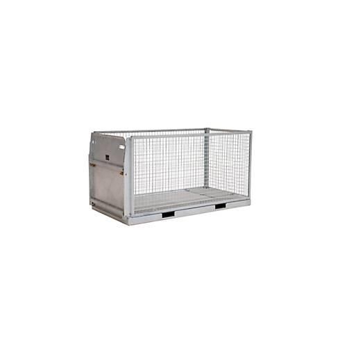 Bauer Gitterbehälter MTP 2000, mit Tränenblechboden, Auffahrrampe & 4 Verzurrösen, 3-seitiges Drahtgitter, feuerverzinkt, B 2145 x T 1085 x H 1120 mm