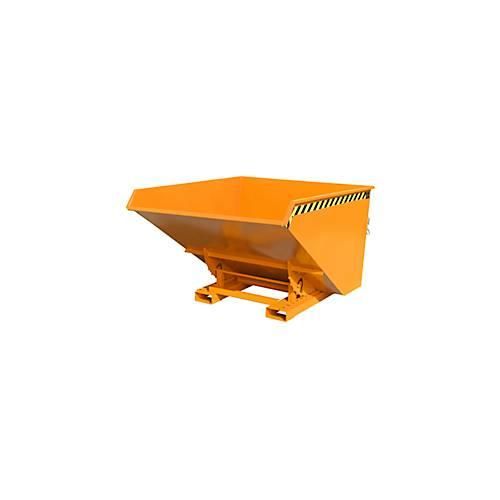 Bauer Kippbehälter EXPO-E 1700, mit Rollen, Deichsel & Ablasshahn, öl-/wasserdicht, abrollend, B 1570 x T 1720 x H 1095 mm, gelborange RAL 2000