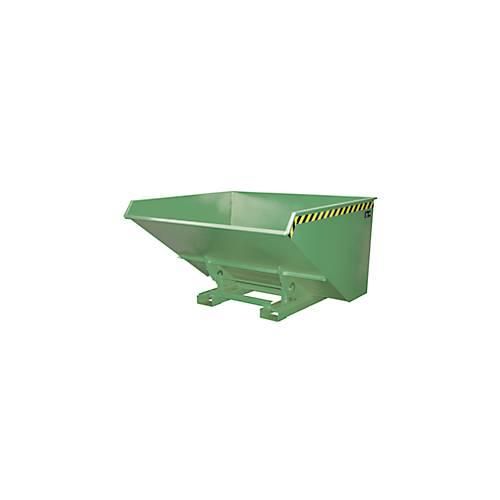Bauer Kippbehälter EXPO-E 2100, mit Rollen, Deichsel & Ablasshahn, öl-/wasserdicht, abrollend, B 1870 x T 1720 x H 1095 mm, resedagrün RAL 6011