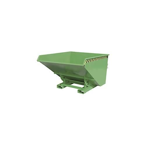 Bauer Kippbehälter EXPO-E 1700, mit Rollen, Deichsel & Ablasshahn, öl-/wasserdicht, abrollend, B 1570 x T 1720 x H 1095 mm, resedagrün RAL 6011