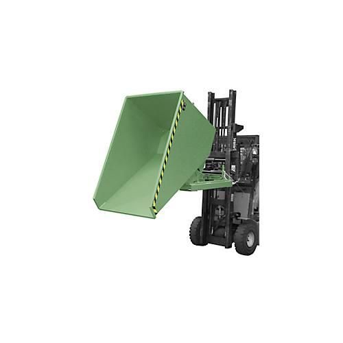 Bauer Kippbehälter EXPO-E 1200, mit Rollen, Deichsel & Ablasshahn, öl-/wasserdicht, abrollend, B 1070 x T 1720 x H 1095 mm, resedagrün RAL 6011