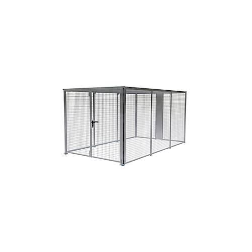 Lagerbox LBM 4500, abschließbar, Doppelflügeltor, B 2160 x H 1985 mm, zur Bodenbefestigung, Baukastensystem, B 2450 x T 4460 x H 2100, feuerverzinkt