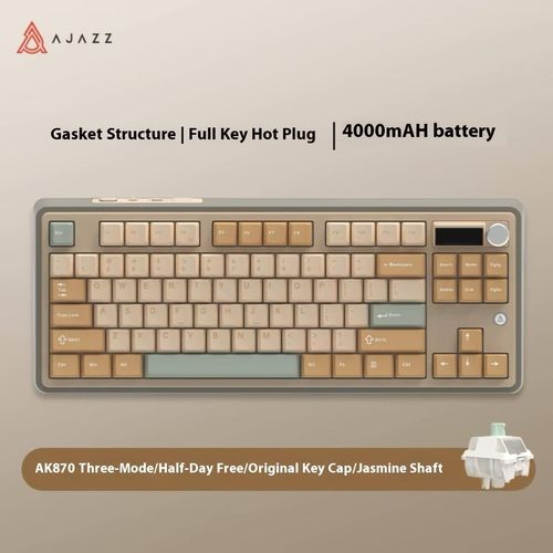 Mechanische Tastatur, Kabellos 3 Modi, Hot Swappable TFT-Bildschirm, 87 Tasten (mit Tastenkappe-Entferner)