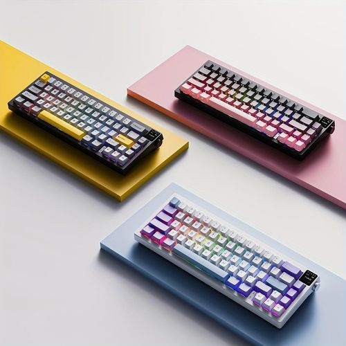 Mechanische Tastatur - Avocado Switch, RGB-Beleuchtung, 3 Modi, USB-C-Ladung, ergonomisches Design, kabellose Verbindung, klassisches