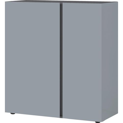 Kommode GERMANIA "Mesa", grau (graphit, silbergrau), B:94cm H:103cm T:43cm, Sideboards, Kommode, mit Glasfronten