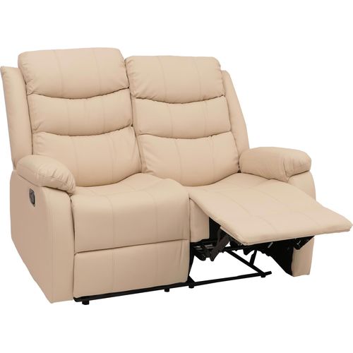2er Kinosessel HWC-O62, Relaxsessel Fernsehsessel mit Armlehne, Liegefunktion Kunstleder creme
